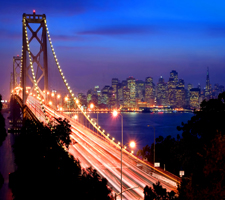 Picture of San Francisco Bay Bridge at Night. Used with permission from Shutterstock